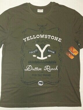 Yellowstone Dutton Ranch Mebs Olive Green Half-Sleeve Crewneck T-Shirt